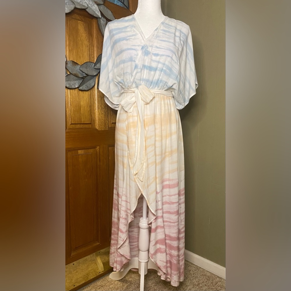 Mustard Seed Faux Wrap Hi-lo dress